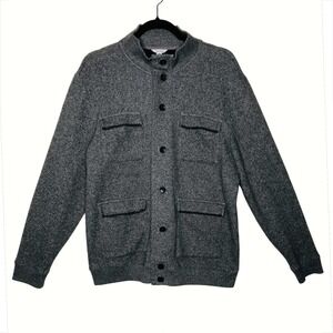 Calvin Klein Men's Sweater‎ Cardigan Gray Large Military Style Cotton Casual